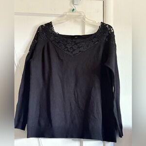 Lane Bryant Black Lace Accent Blouse